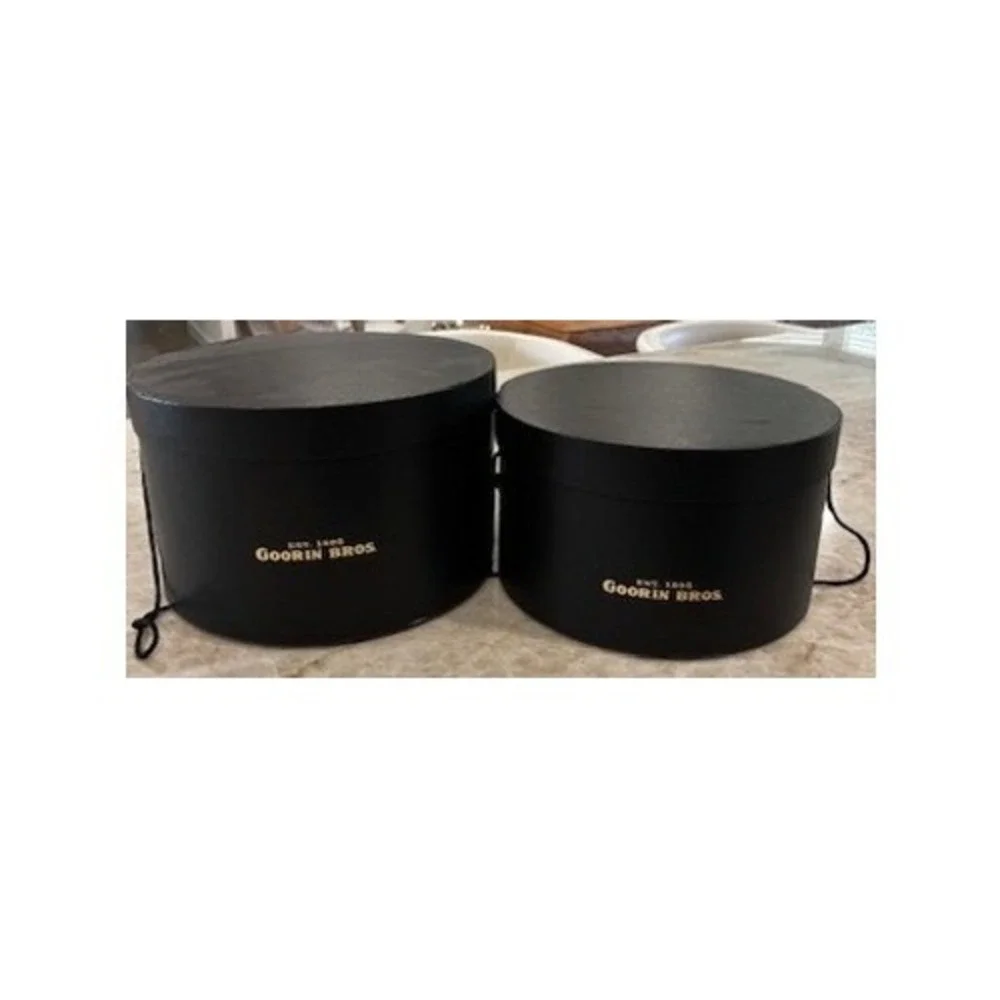 Goorin Bros Hat Boxes Set 2 Black Gold Castle Logo 13
